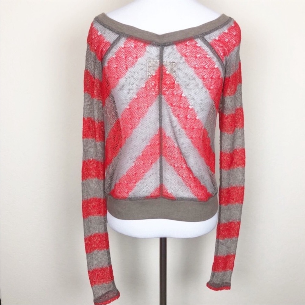 Free People We The Free Sheer Mesh V-Neck Long Sleeve Top - Size XS - Picture 4 of 7